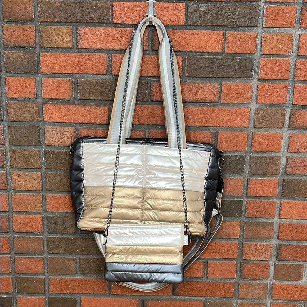 Think Royln Multicolor Quilted Tote Bag And Matching Crossbody